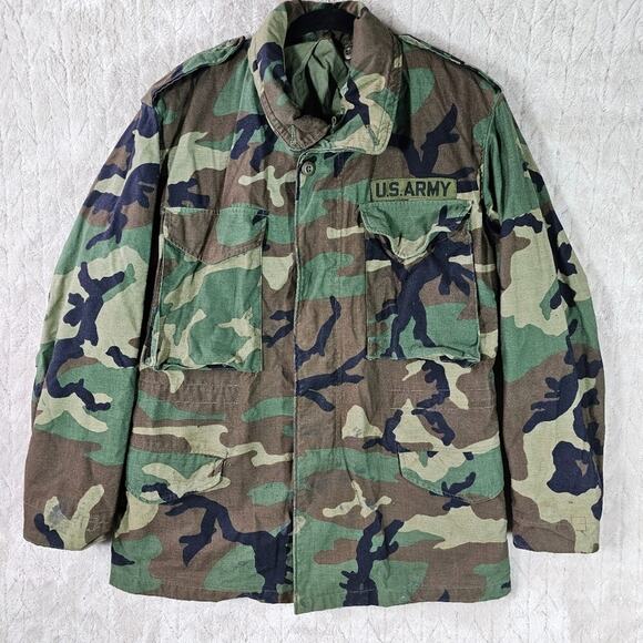 Army Cold Weather Field Coat Camouflage Mens S Outdoor Utility Jacket Hooded - Picture 1 of 12